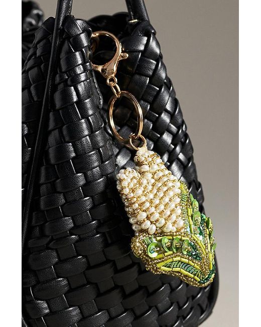 By Anthropologie Black Beaded Vegetable Bag Charm