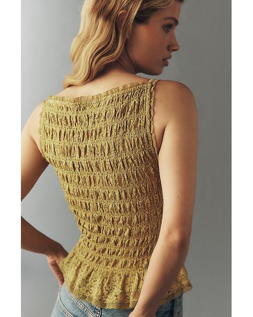 Maeve Brown Shirred Tank Top