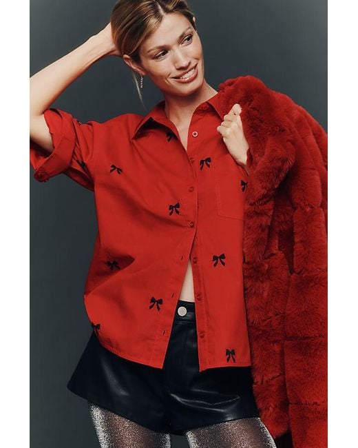 Maeve Red The Shrunken Bennet Buttondown Shirt By