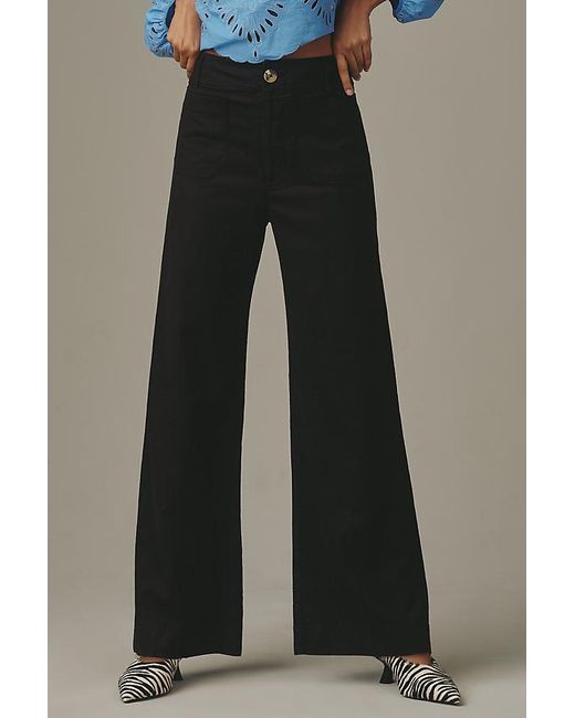 Maeve Blue The Colette Beachy Linen Full-Length Wide-Leg Trousers By