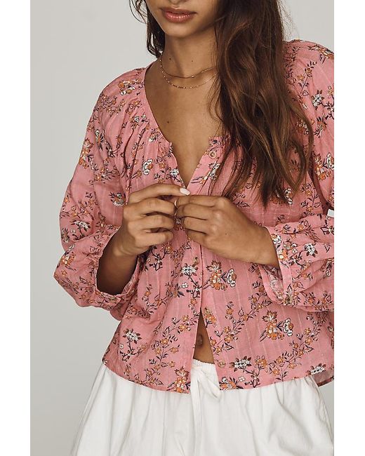 Pilcro Red Sidney Shrunken Batwing Blouse