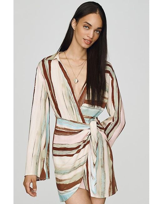 En Saison Natural Lana Wrap Mini Dress