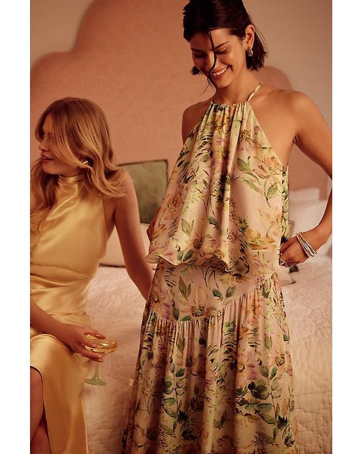 By Anthropologie Natural Fifi Floral Halter Swing Top