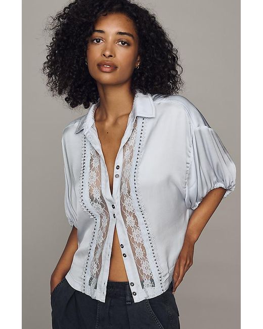 Pilcro Blue Quincy Lace Blouse By