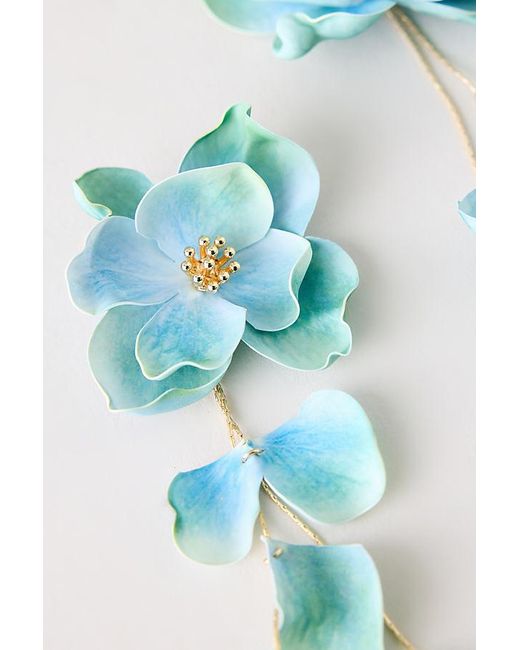 By Anthropologie Blue Floral Drop Earrings