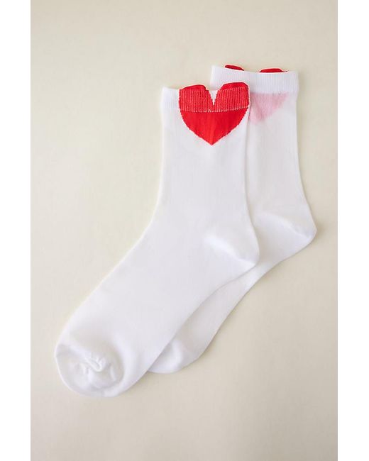 By Anthropologie Red Heart Icon Sheer Socks