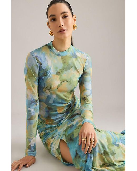 Bardot Green Lea Floral Mesh Midi Dress