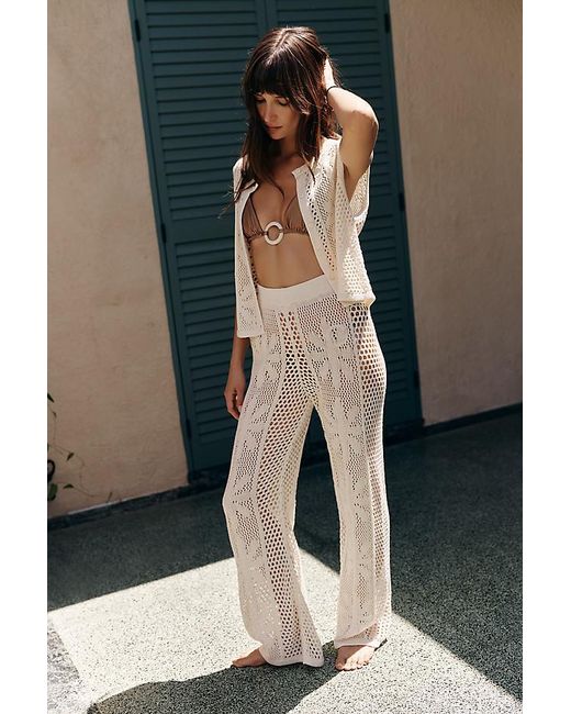 Celandine White Bloom Crochet Button-Front Top