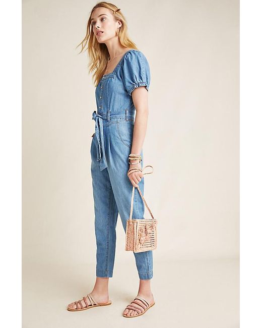 anthropologie jean jumpsuit