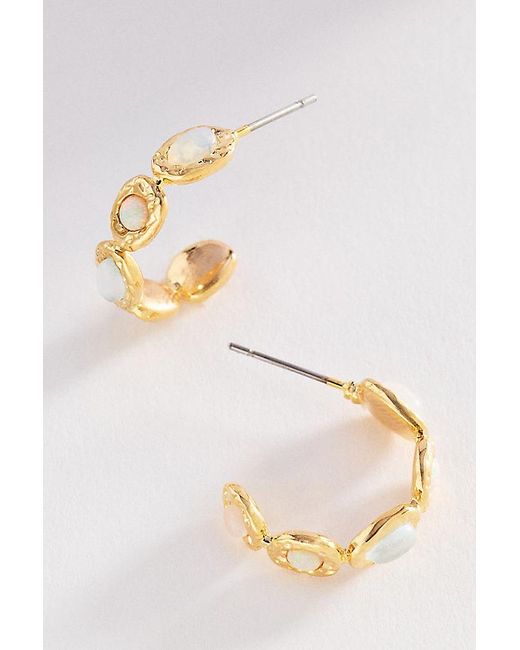 By Anthropologie Natural Colourful Semi-Stone Hoop Earrings