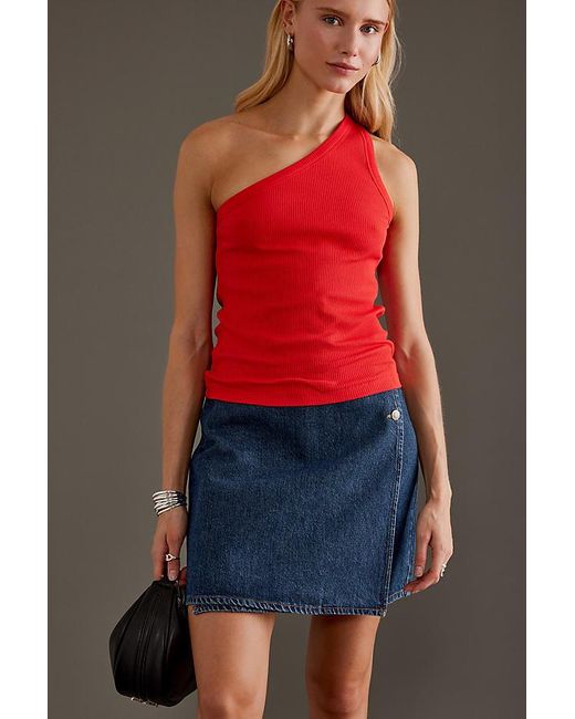 SELECTED Red Clair Denim Mini Wrap Skirt