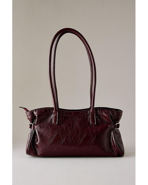 By Anthropologie Purple The Love Knot Burnished Buckle Mini Slouchy Bag