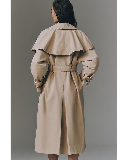 By Anthropologie Gray Capelet Trench Coat