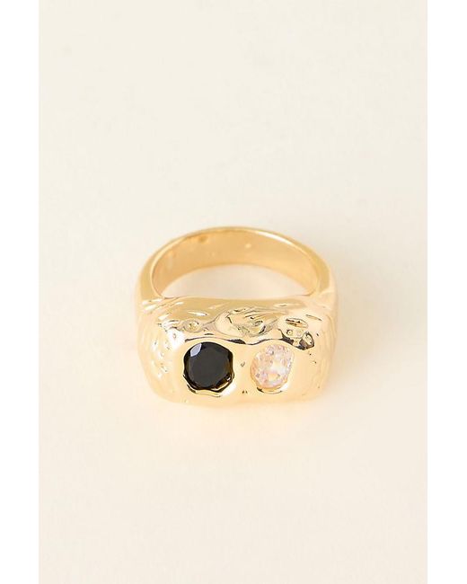 By Anthropologie Natural Hammered Double-Stone Ring