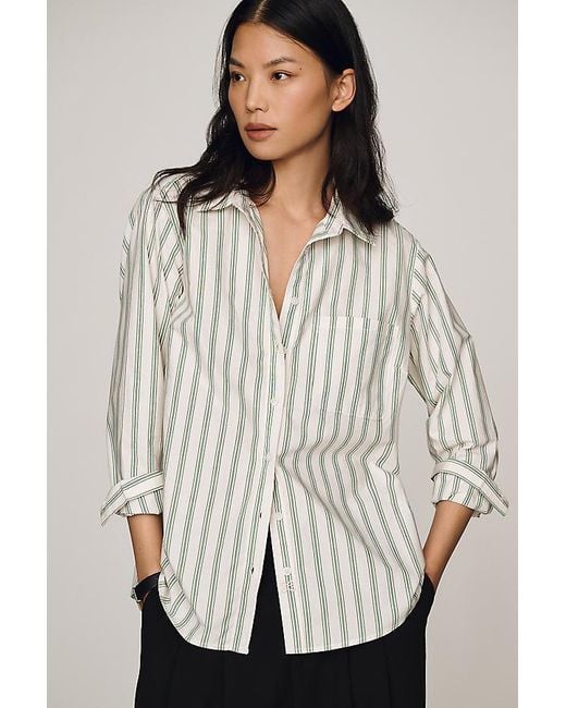 Maeve White Classic Buttondown Shirt