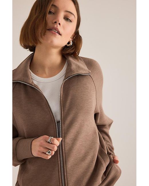 Varley Brown Tyde Zip Sweatshirt