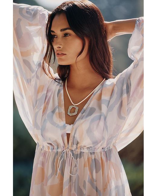 Celandine Brown Printed Drawstring Getaway Kaftan