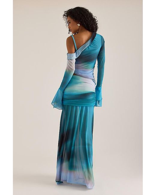 Feners Blue Susurro Asymmetric Mesh Top