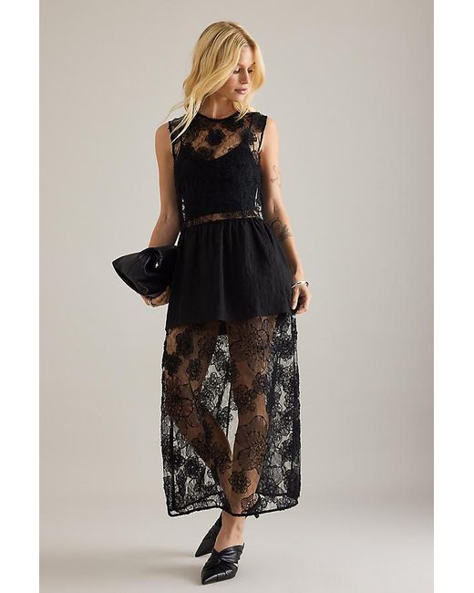Baum und Pferdgarten Black Antonie Floral Lace Midi Dress