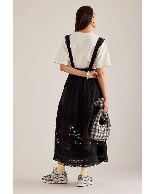 Bl-nk Black Cutwork Midi Apron Dress