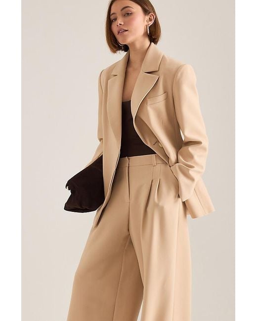 Anthropologie Natural By Hourglass Woven Single-Breasted Blazer