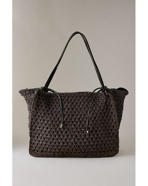 Dolce Vita Black Ravello Raffia Shoulder Bag