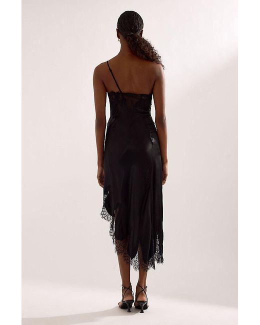 Anthropologie Black Bardot Rayner Asymmetric Lace-Trim Midi Dress