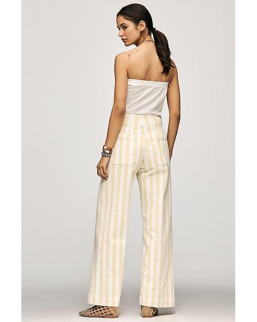 Maeve Natural The Colette Striped Full-Length Wide-Leg Trousers By
