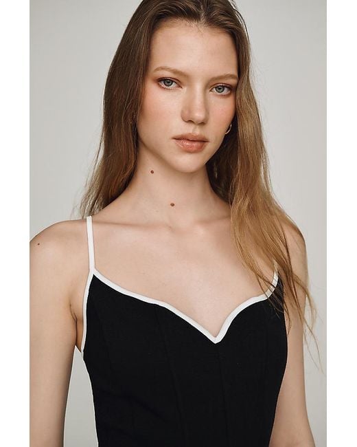 By Anthropologie Black Drop-Waist Midi Dress