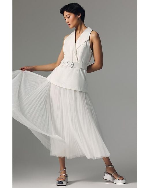 Hutch Gray Tulle Midi Blazer Dress