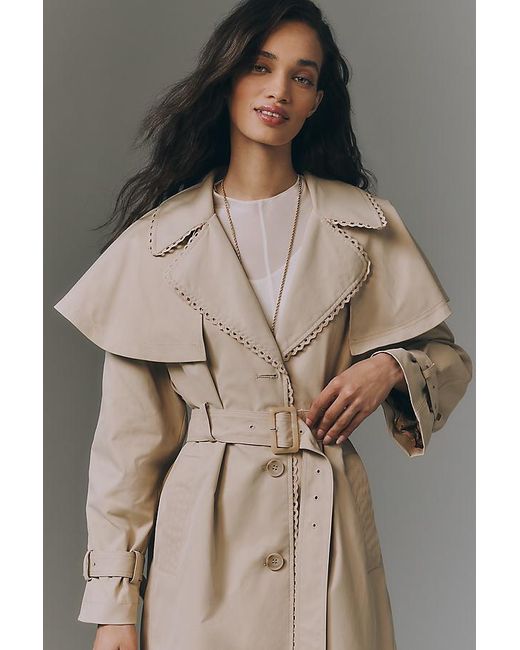 By Anthropologie Gray Capelet Trench Coat