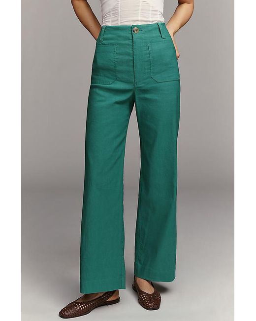 Maeve Natural The Colette Full-Length Wide-Leg Trousers By