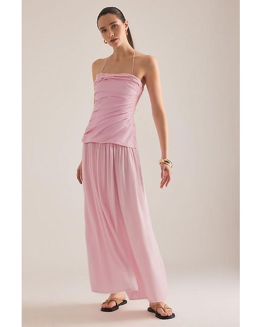 Faithfull The Brand Pink Notte Ruched Drop-Waist Maxi Dress