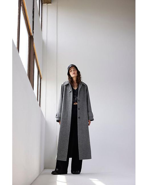 Anthropologie Blue Collared Wool-blend Maxi Coat