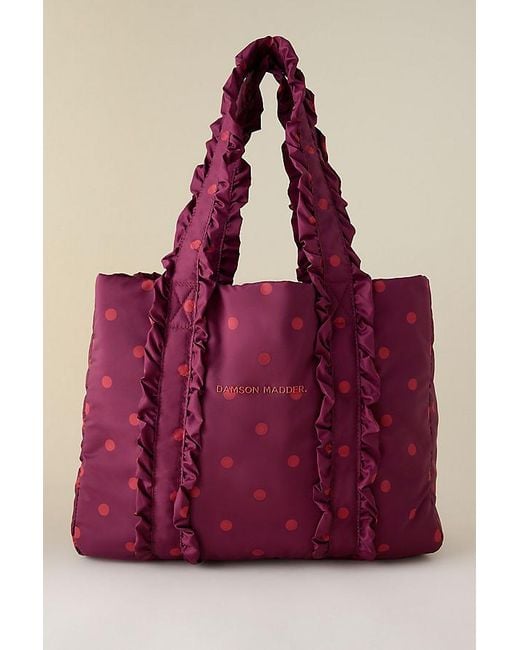 Damson Madder Pink Burgundy Polka Dot Tote Bag