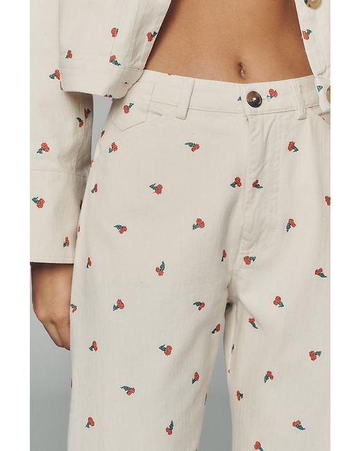 Pilcro Gray The Kayden Embroidered Carpenter Barrel Trousers By