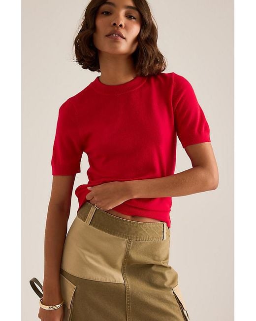 By Anthropologie Red Georgie Stripe Knit Top