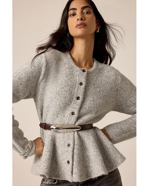 By Anthropologie Natural Hourglass Peplum Cardigan