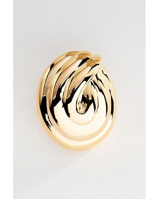 Anthropologie Brown Sculptural Swirl Stud Earrings