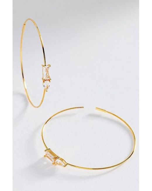 By Anthropologie Metallic Gemstone Hoop Earrings