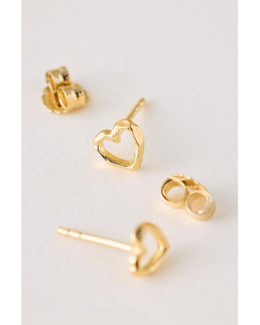 Enamel Copenhagen Metallic Organic Heart Stud Earrings