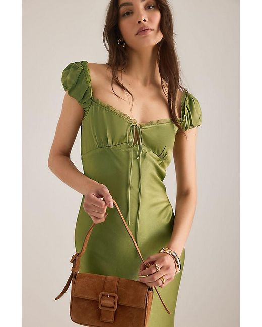 Bardot Green Stasia Satin Maxi Slip Dress