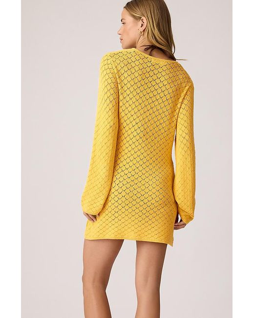 4th & Reckless Yellow Callista Long-Sleeve Knit Mini Dress