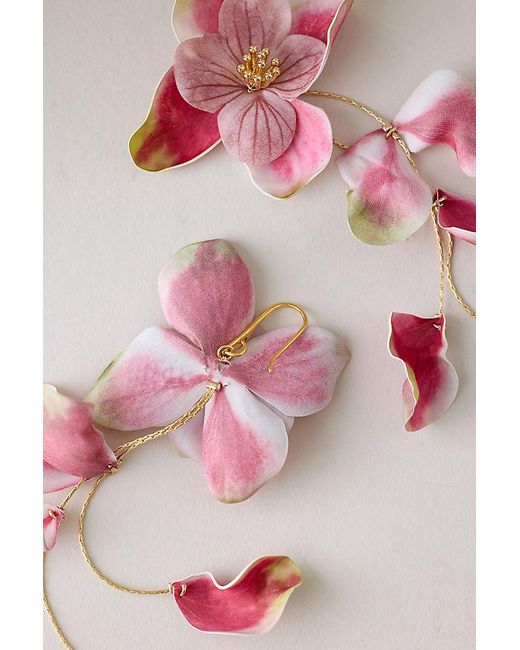 By Anthropologie Pink Floral Drop Earrings