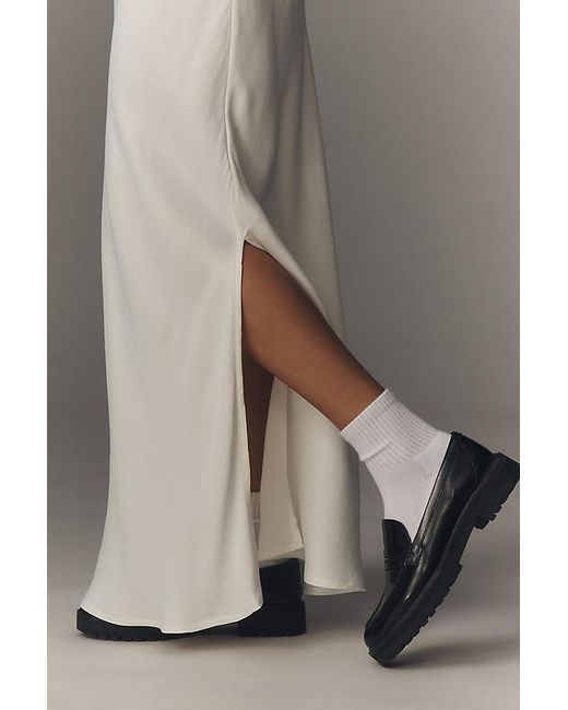 By Anthropologie Gray The Tilda Maxi Slip Skirt: Side Slit Edition