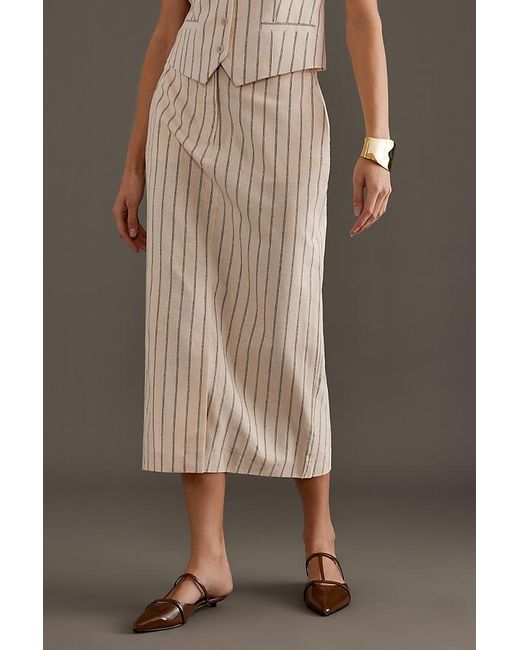 SELECTED Brown Hilda Stripe Pencil Skirt