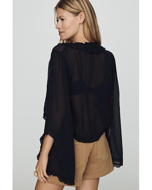 By Anthropologie Blue Mariana Tie-Front Blouse