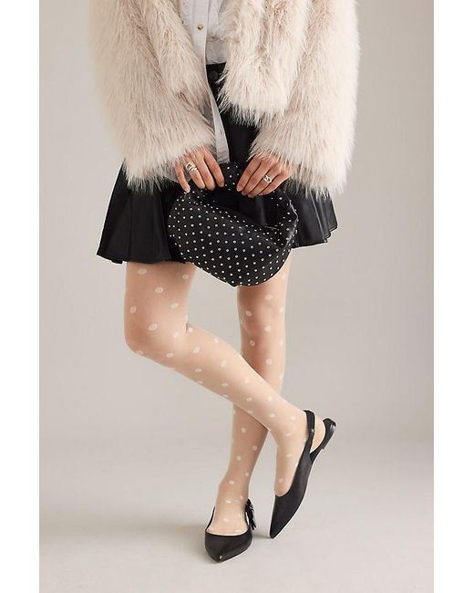 By Anthropologie Natural Polka Dot Tights