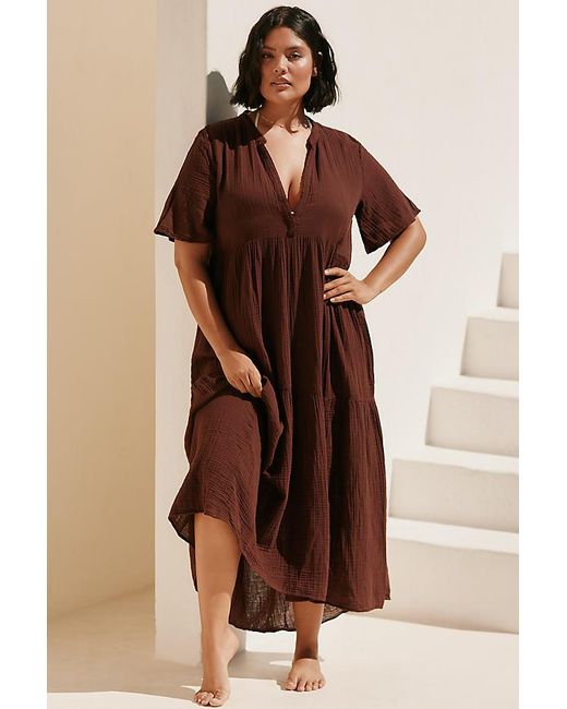 By Anthropologie The Kallie Flowy Midi Dress in Brown | Lyst UK By Anthropologie The Kallie Flowy Midi Dress in Brown | Lyst UK