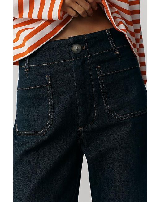 Maeve Blue The Colette Cropped Wide-Leg Jeans By